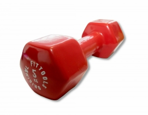 Гантель в виниловой оболочке 5 кг (Цвет - красный) Original FitTools FT-VWB-5