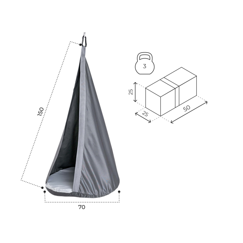 Подвесные детские качели, гамак-кокон (серый) Romana