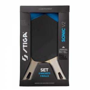 Набор для н/т Stiga Sonic V2.1210-1206-35, 2 ракетки и 3 мяча, накладка 1.6 мм ITTF, конич. ручка