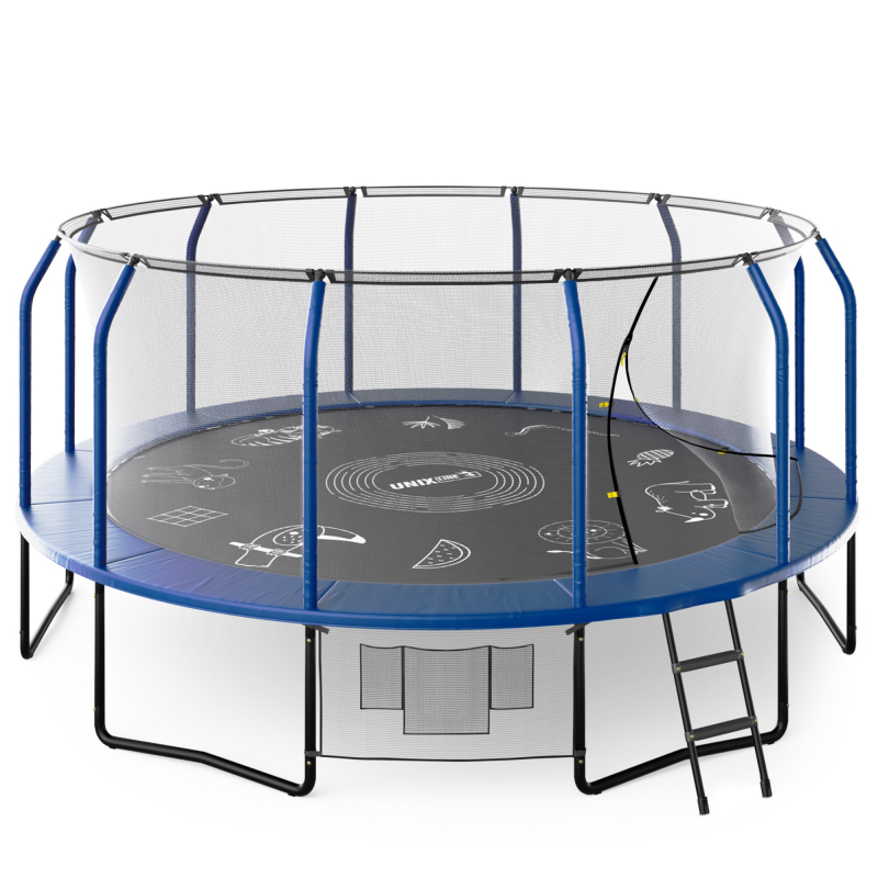 Батут UNIX Line Премиальный с играми / Supreme Game 16 ft (488 см) синий TRUSUG16BL