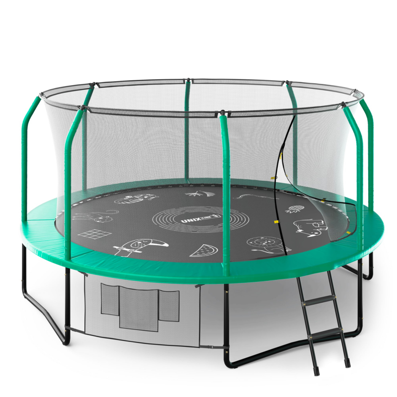 Батут UNIX Line Премиальный с играми / Supreme Game 14 ft (427 см) зеленый TRUSUG14GR