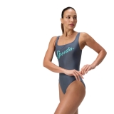 Купальник SPEEDO Logo Square Back Swimsuit, 8-00521216038, размер 38 (российский размер 50), cеро-бирюзовый