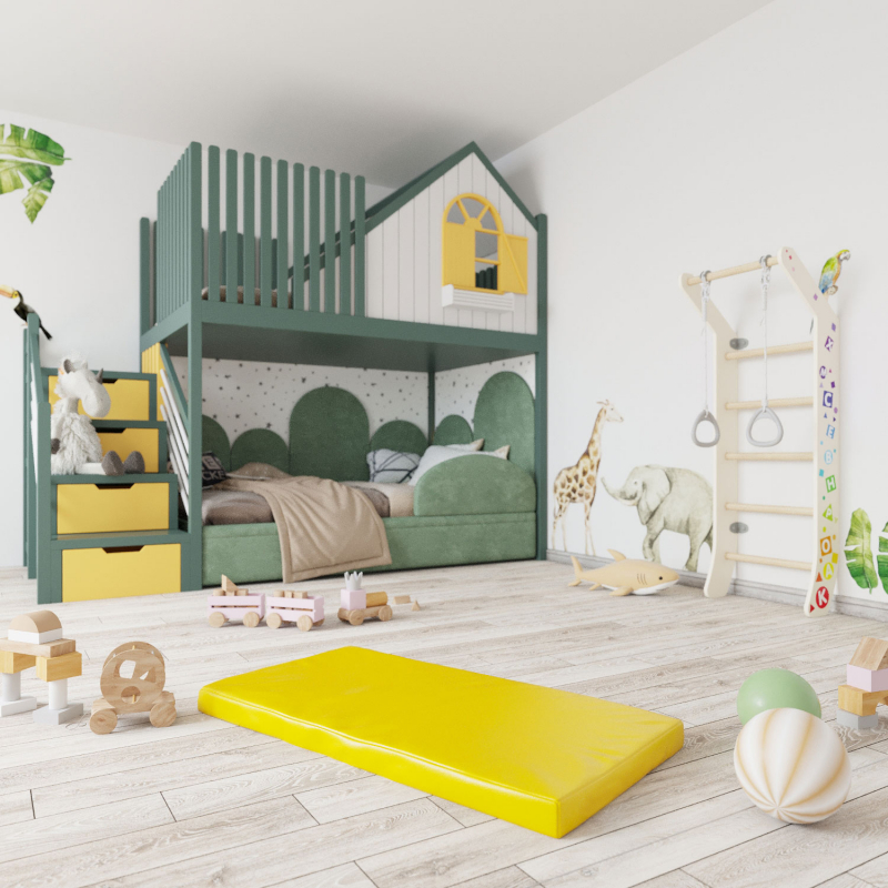 Мат (мягкий щит) Romana 1000*500*60, одинарный (зеленый/желтый)