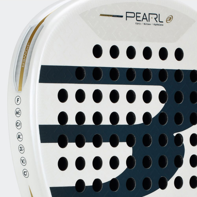 Ракетка для падела BULLPADEL Pearl 26, 493804, для профессионалов, карбон, бело-серый