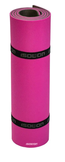 Коврик спортивный ISOLON Sport 10, 180х60 см фуксия/черный (для фитнеса, йоги, туризма)