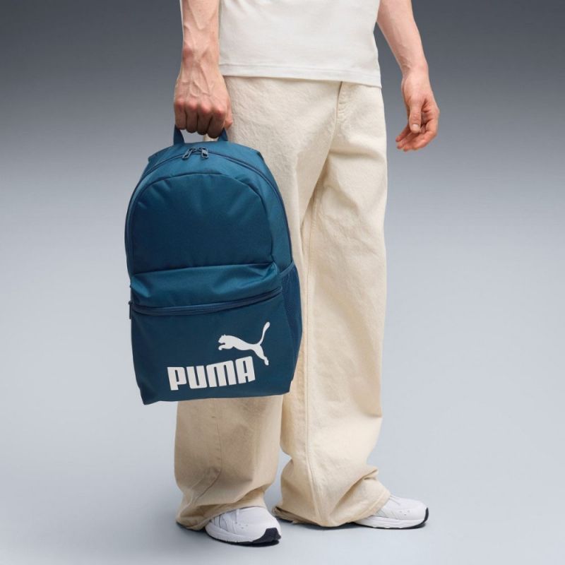 Рюкзак спорт. PUMA Phase Backpack, 09116441, полиэстер, темносине-зеленый