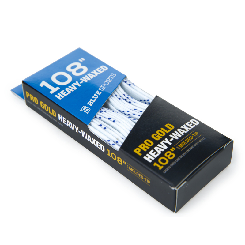 Шнурки для коньков Blue Sports Pro Gold Heavy Waxed, 903003-WHNV-274, полиэстер, 274см, бело-голубой