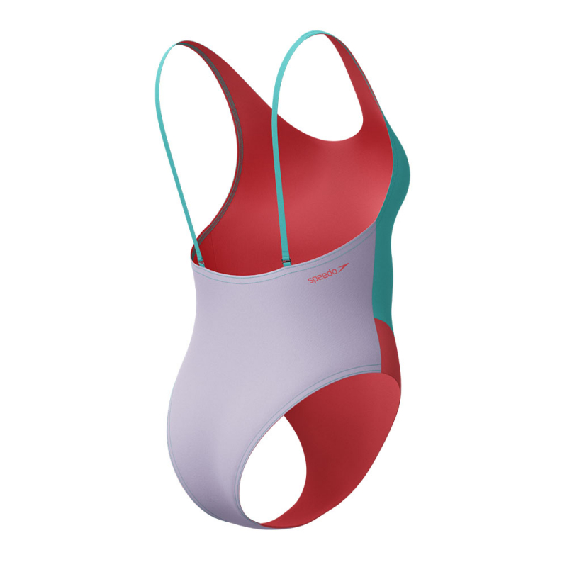 Купальник SPEEDO Colourblock 2.0 Muscleback, 8-00480317934, 2XL, полиэстер, эластан, лилово-бирюзово-коралловый