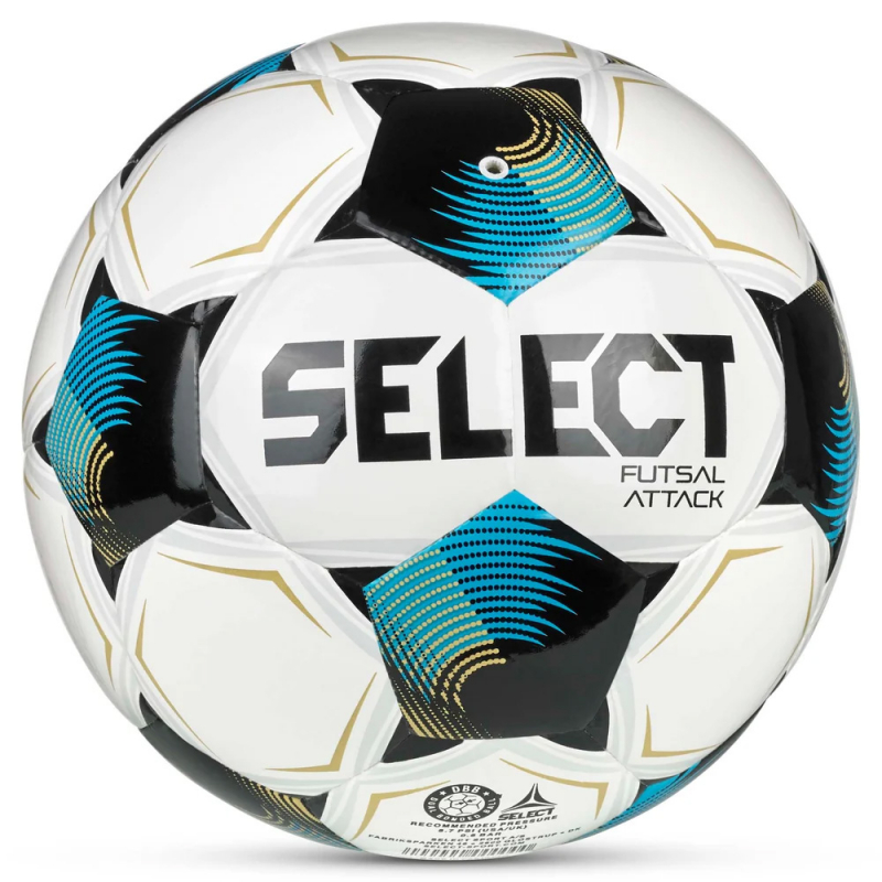 Мяч футзал. SELECT Futsal Attack V26, 1073471009, размер 4, 32п, ПУ, руч.сш, бело-сине-черный