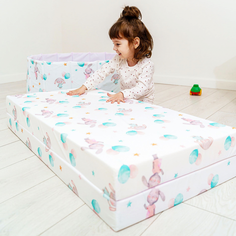 Мат (мягкий щит) принт Romana 1000*1000*100, в 2 сложения (Пингвины)