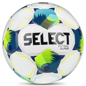 Мяч футзал. SELECT Futsal Super v26 3613471129, р.4, FIFA Quality Pro, 32п, ПУ, гибр.сш, бел-син-лимон