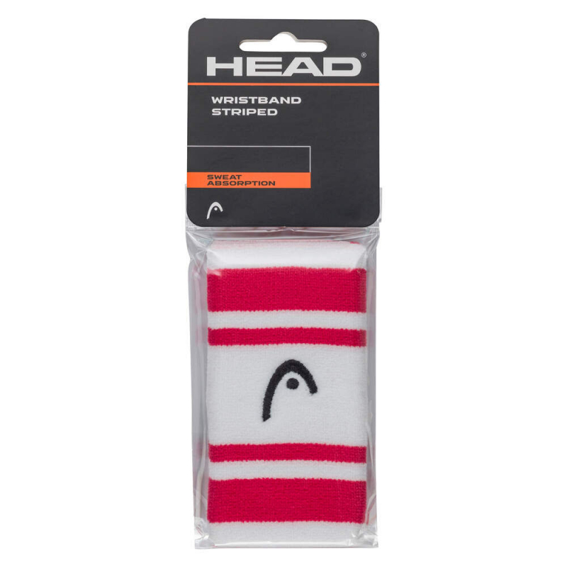 Напульсники HEAD 5" striped, 285874-MAWH, ширина 12.7 см, 90% нейлон, 10% эластан, пара, бело-малиновый