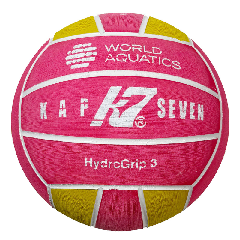 Мяч для водного поло KAP7 HydroGrip World Aquatics, 98208 размер 3, 350-380г, дл.окр-ти 58-60см, роз-жел-бел