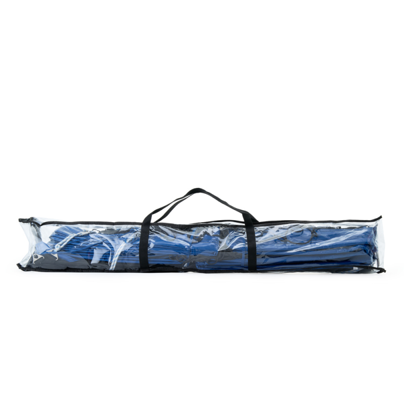 Сетка для пл.вол., FS-PV-№14, 8.5х1м, 3.5 мм ПП, яч.10х10см, СИН.ленты тент, карманы, кевлар.трос, чер
