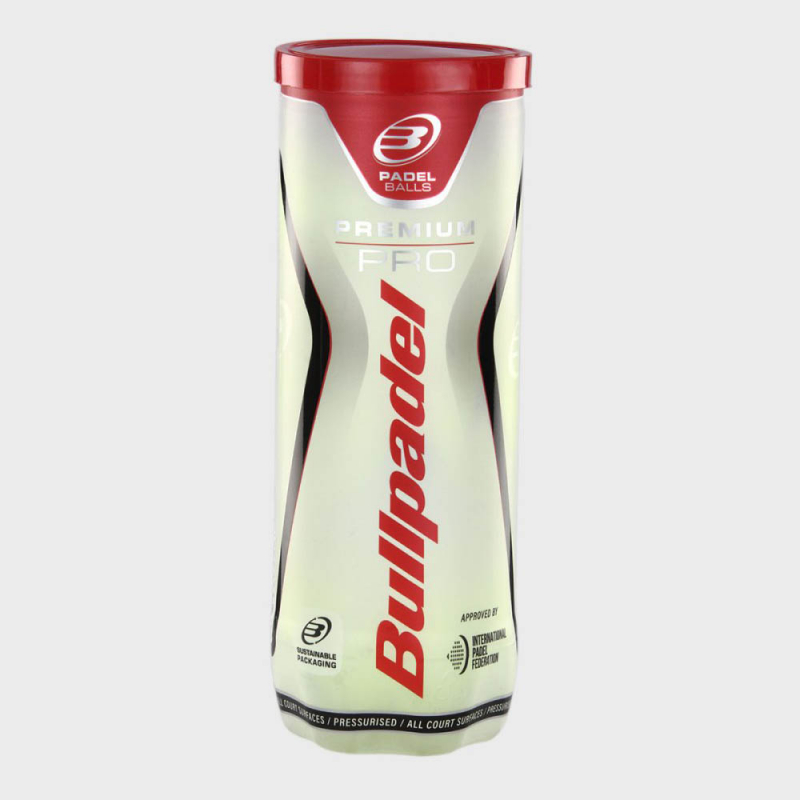 Мяч для падела BULLPADEL Premium PRO, 471959, уп.3 шт, FIP Approved, войлок, нат.резина, желтый