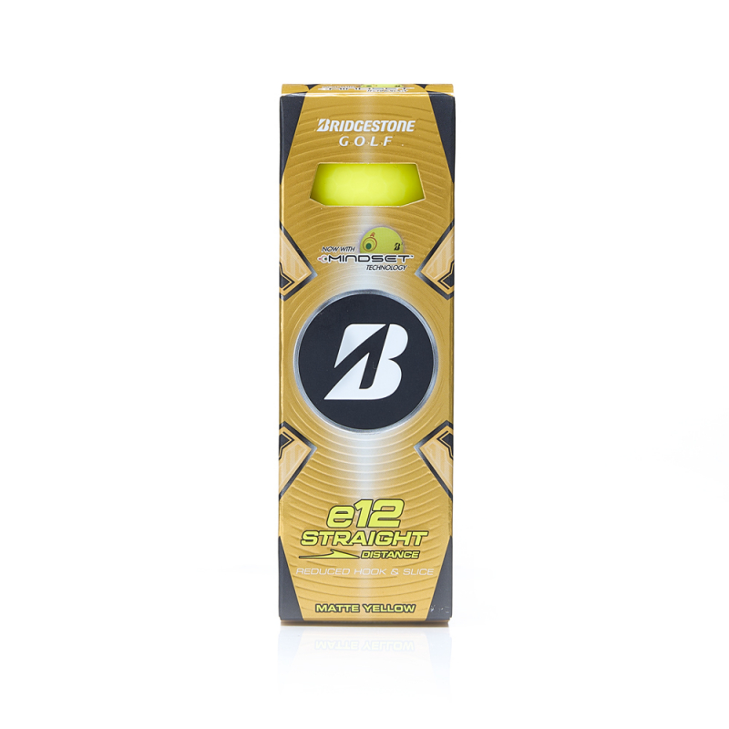 Мяч для гольфа Bridgestone e12 Straight Matte Yellow, BGB5CYX, 3 шт/уп, желтый