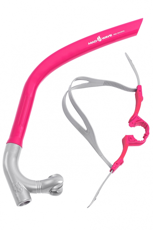Дыхательный тренажер для плавания Mad Wave PRO SNORKEL, розовый
