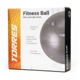 Мяч гимн. TORRES, FB122585, диам. 85 см, эласт. ПВХ, с защ.от взрыва, с насосом, серый