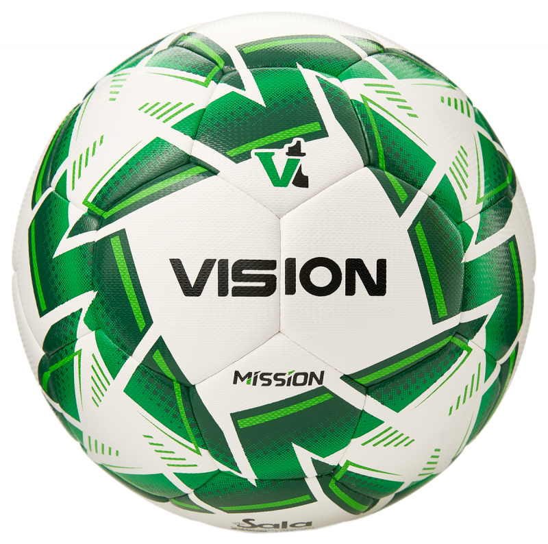 Мяч футзал. VISION MISSION, FS325114 размер 4, 32 п. PU, 4 подкл.сл, гибрид., бело-зелен