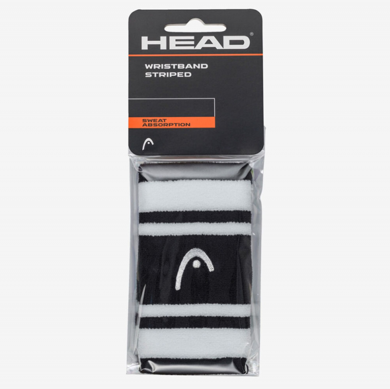 Напульсники HEAD 5" striped, 285874-BKWH, ширина 12.7 см, 90% нейлон, 10% эластан, пара, черно-белый