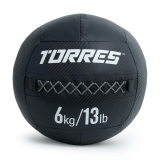 Медбол TORRES 6 кг, AL31256, ПВХ/ПУ, диаметр 35 см, черный