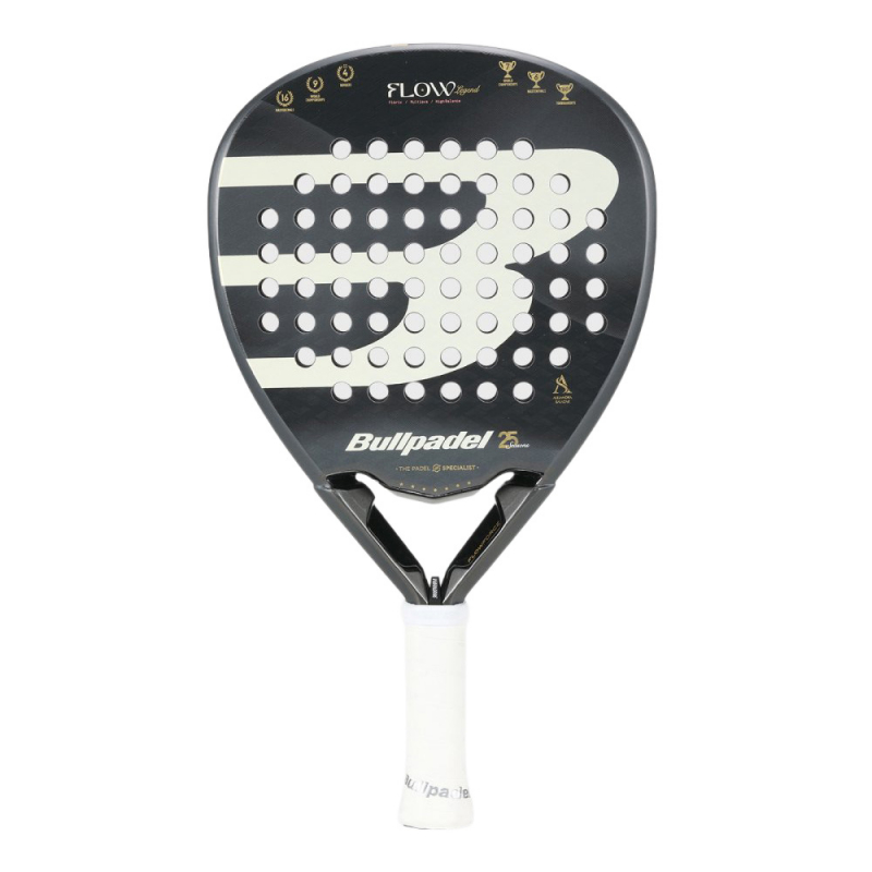 Ракетка для падела BULLPADEL Flow Legend, 494405, для профессионалов, стекловолокно, черно-белый