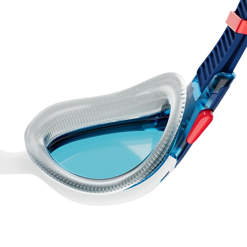 Очки для плав. SPEEDO Biofuse 2.0 8-00233214516, СИНИЕ линзы, бело-черная оправа