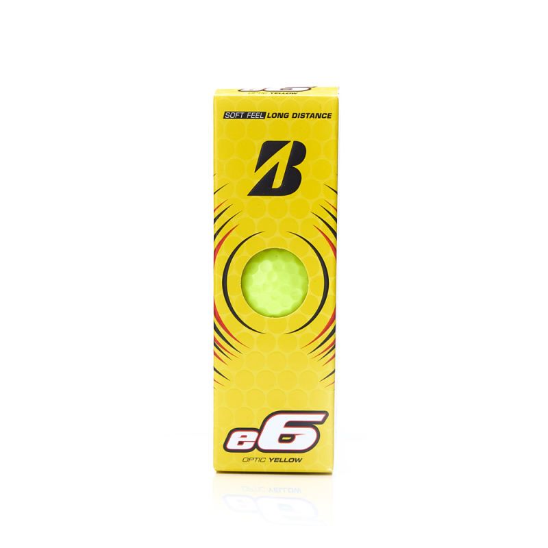 Мяч для гольфа Bridgestone e6 Yellow, BGB3EYX, 3 шт/уп, желтый