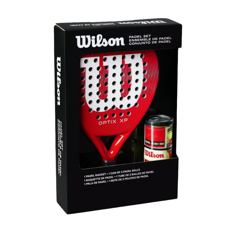 Набор для падела WILSON Optix XP Padel KIT, WR202110U2, ракетка + 3мяча, красный