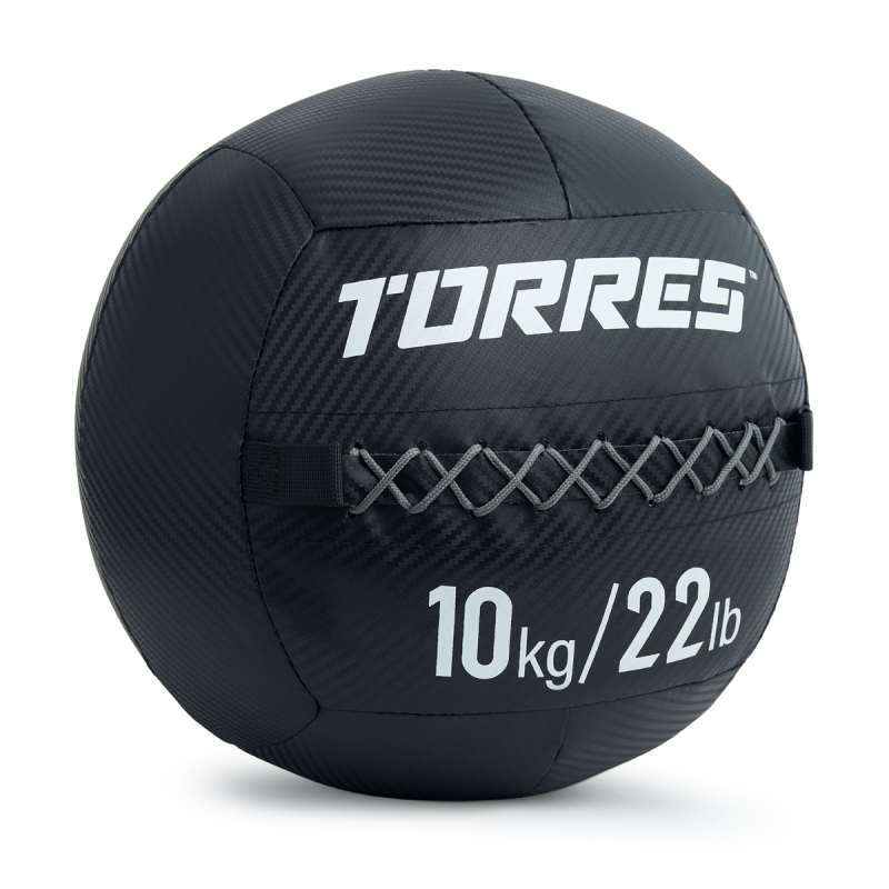 Медбол TORRES 10 кг, AL312510, ПВХ/ПУ, диаметр 35 см, черный