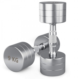 Гантель UNIX Fit PRO круглая хромированная 9 кг, 2 шт DBRND9PCEx2