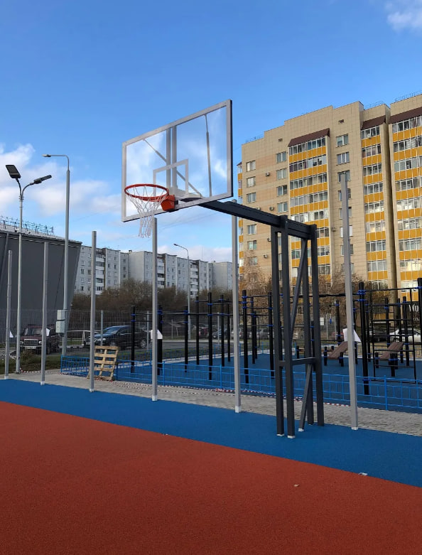 Стойка баскетбольная стационарная двухопорная, вынос 2,25 м.