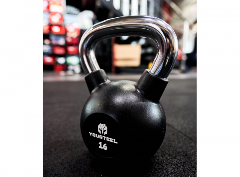 Гиря 8 кг полиуретан с хромированной ручкой YOUSTEEL