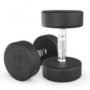 Гантель UNIX Fit PRO круглая обрезиненная 15 кг, 2 шт DBRND15PBKx2