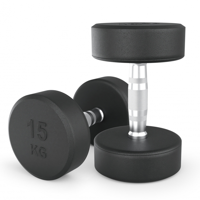 Гантель UNIX Fit PRO круглая обрезиненная 15 кг, 2 шт DBRND15PBKx2