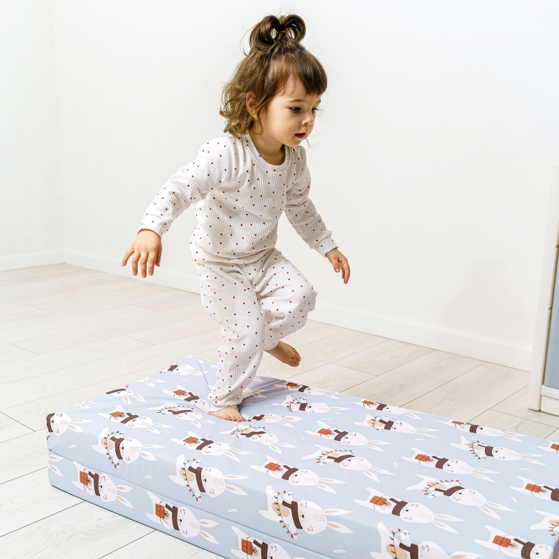 Мат (мягкий щит) принт Romana 1000*1000*100, в 2 сложения (Пингвины)