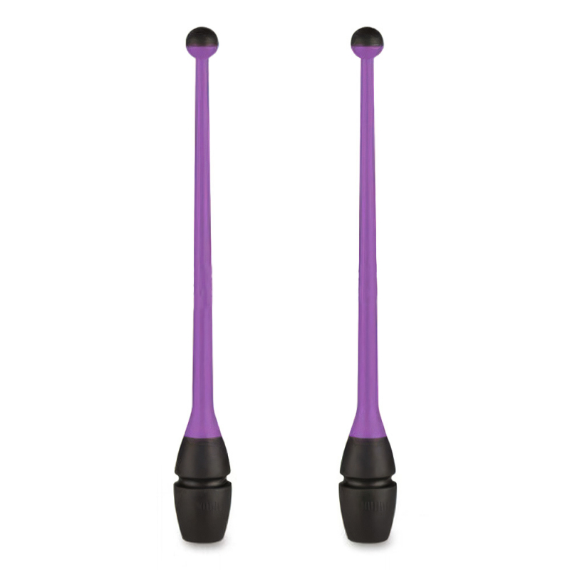 Булавы для худ. гимнастики INDIGO, IN017-VB, 36 см, пластик, каучук, в компл. 2шт, фиолетово-черный