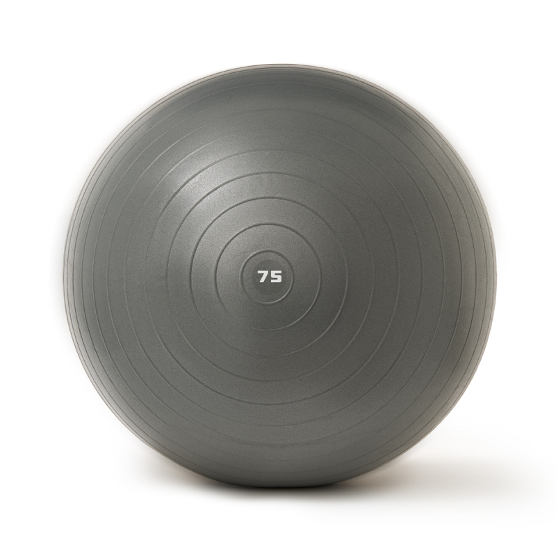 Мяч гимн. TORRES, FB122575, диам. 75 см, эласт. ПВХ, с защ.от взрыва, с насосом, серый