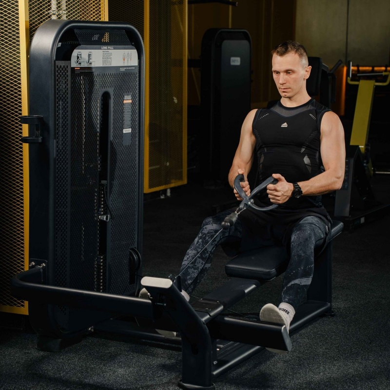 Гребная тяга. Горизонтальный блок. Стек E7033 110 кг DHZ Fitness