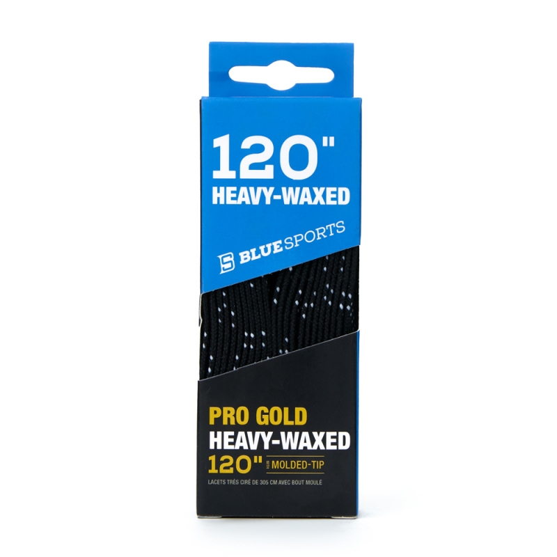 Шнурки для коньков Blue Sports Pro Gold Heavy Waxed, 903010-BKWH-304, полиэстер, 304см, черно-белый