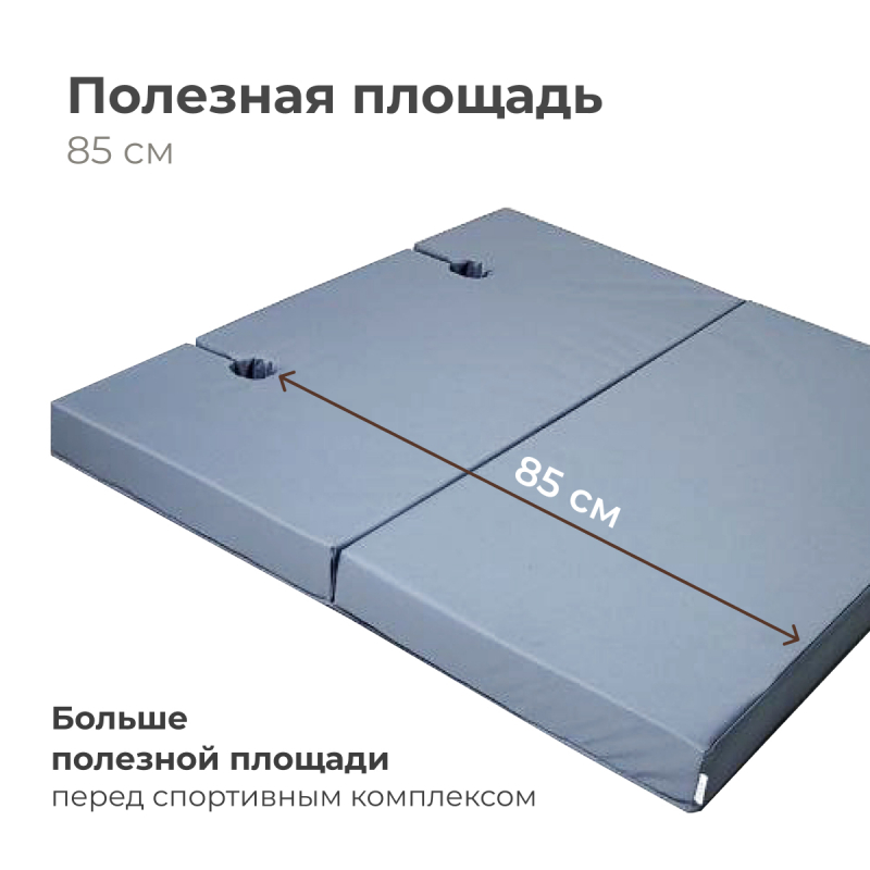 Мат с прорезями для шведской стенки (мягкий щит) Romana 1000*1000*80, в 2 сложения (серый)