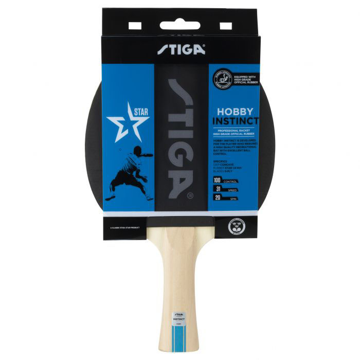 Ракетка для н/т Stiga Hobby Instinct, 1210-6318-01, для начин., накл. 1.5 мм ITTF, конич. ручка