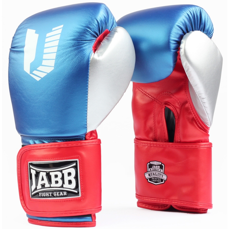 Перчатки бокс.(иск.кожа) Jabb JE-4081/US Ring синий/красный/серебро 8ун
