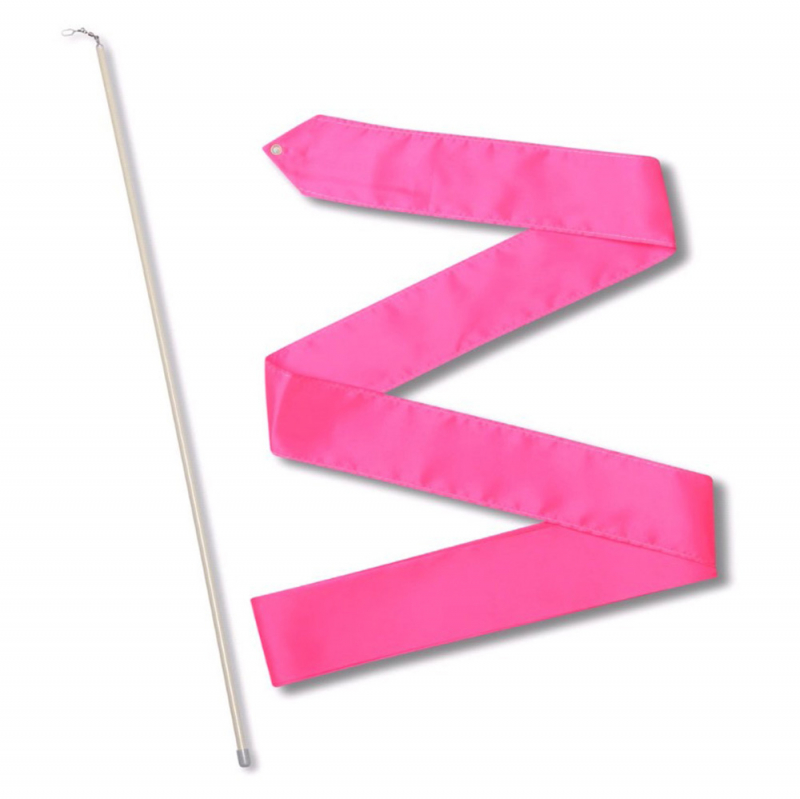 Лента гимнастическая с палочкой 50см, СЕ4-P, дл.4м, пластик, металл, полиэстер, розовый