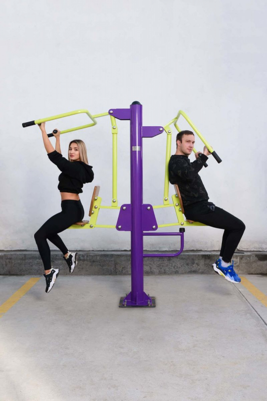 Уличный тренажер Тяга Сверху - Жим от груди ZAVODSPORTA S-1056