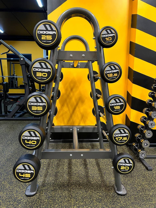 Комплект прямых фиксированных обрезиненных штанг 5 шт от 10 до 20кг Digger HD51G2A-10-20