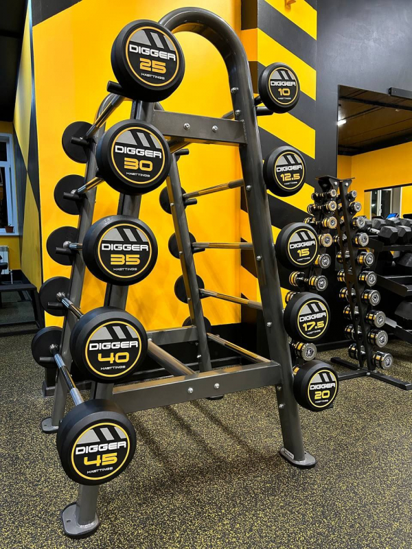 Комплект прямых фиксированных обрезиненных штанг 5 шт от 10 до 20кг Digger HD51G2A-10-20