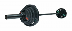 Штанга олимпийская 58 кг (диски с двумя хватами, черный гриф) Original FitTools FT-2HGSET-58-BLACK
