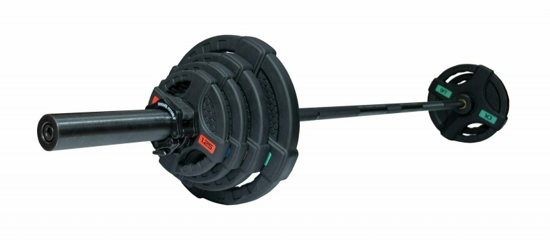 Штанга олимпийская 58 кг (диски с двумя хватами, черный гриф) Original FitTools FT-2HGSET-58-BLACK