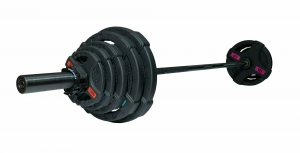 Штанга олимпийская 88 кг (диски с двумя хватами, черный гриф) Original FitTools FT-2HGSET-88-BLACK